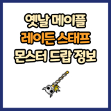 옛날 메이플 레이든 스태프 드랍 몬스터, 드랍률 정리(메이플랜드, 아르테일, 로나월드)