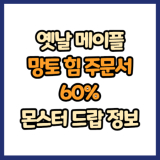 옛날 메이플 망토 힘 주문서 60% 드랍 몬스터, 드랍률 정리(메이플랜드, 아르테일, 로나월드)