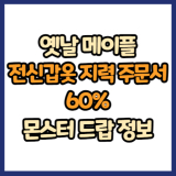 옛날 메이플 전신 갑옷 지력 주문서 60% 드랍 몬스터, 드랍률 정리(메이플랜드, 아르테일, 로나월드)