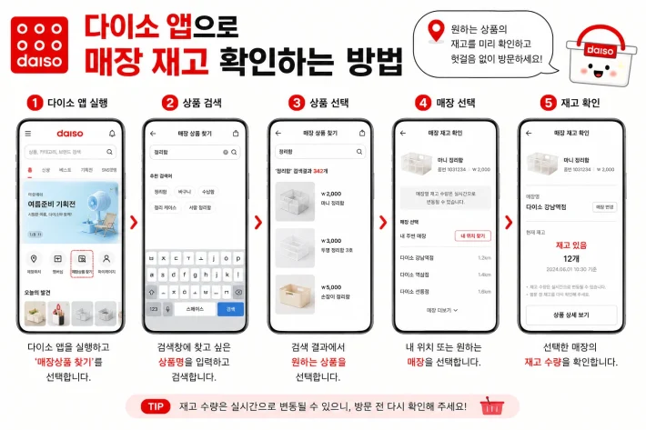 다이소앱 매장 재고 확인 방법