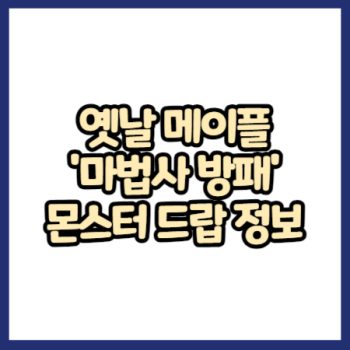 옛날 메이플 마법사 방패 몬스터 드랍 정보