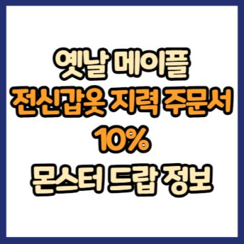 옛날 메이플 전신 갑옷 지력 주문서 10% 드랍 정보