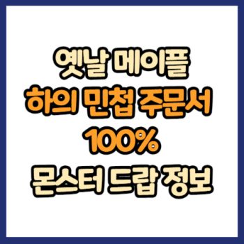옛날 메이플 하의 민첩 주문서 100% 드랍 정보