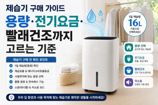 제습기 구매 가이드: 용량·전기요금·빨래건조까지 고르는 기준
