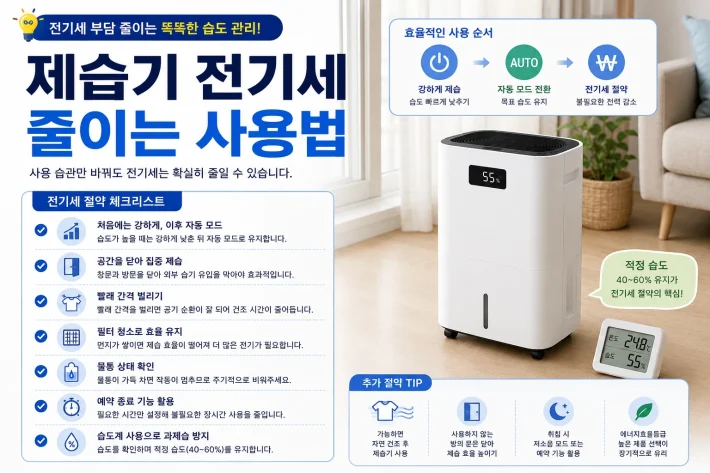 제습기 전기세 줄이는 사용법